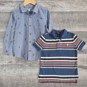 Ralph Lauren Old Navy Striped Shirt Bundle Boy 4/4T Blue Button Up & Multi Polo